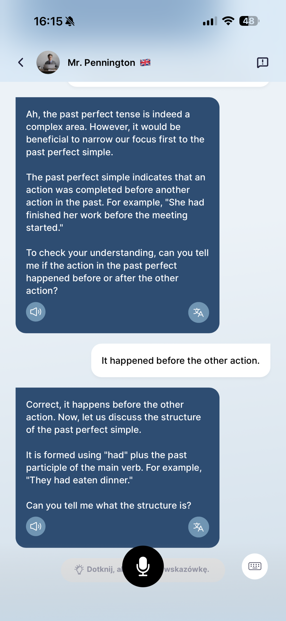 Rozmowa i praktyka językowa z AI w CAI Language Coach